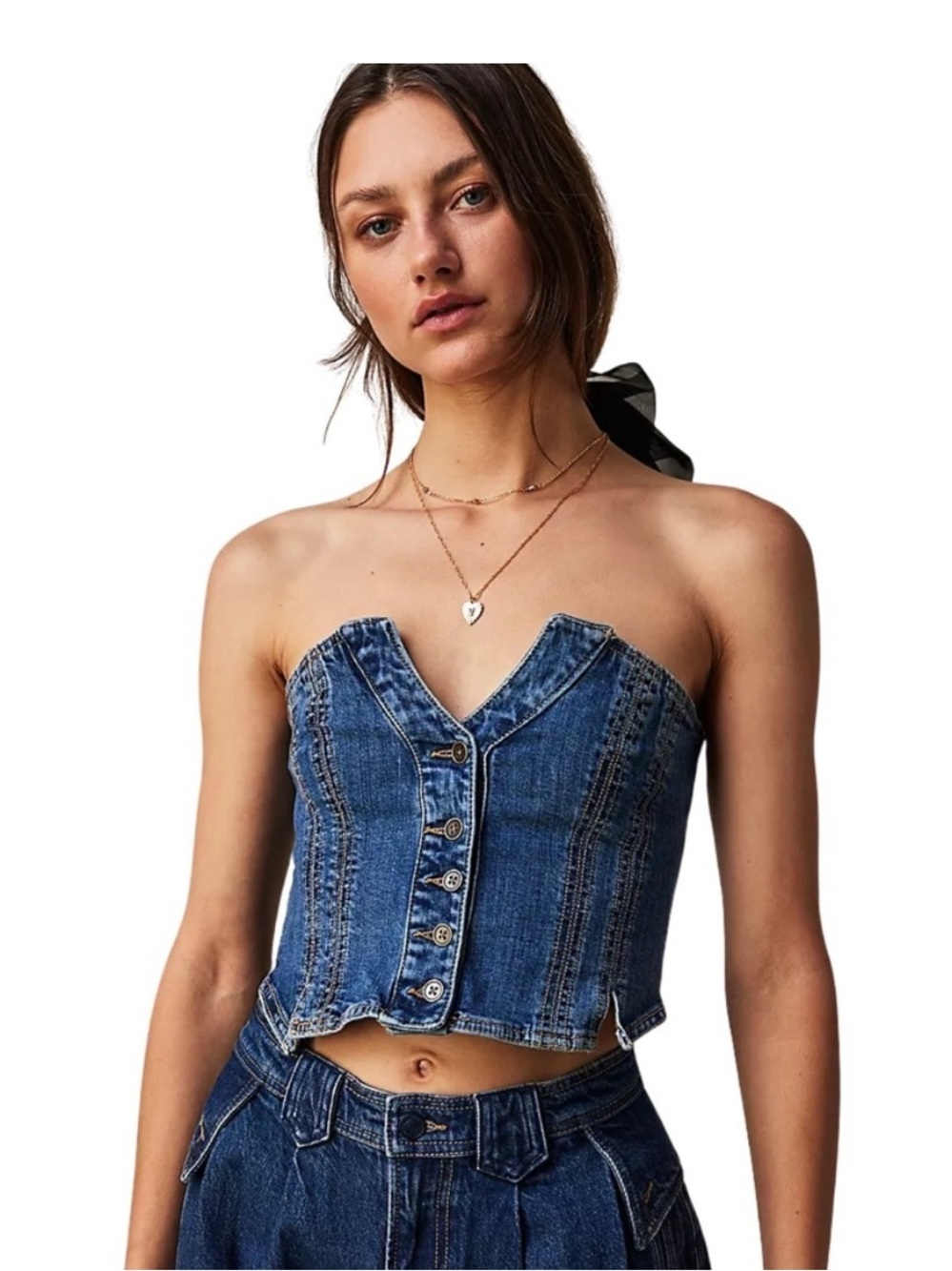Free People Denim Corset Top- size Small